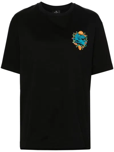 Shop Etro Pegasus Motif T-shirt In Black