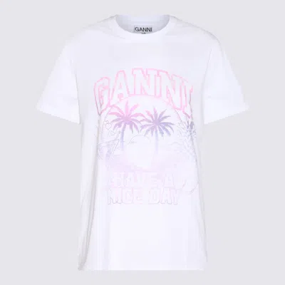 Shop Ganni T-shirts And Polos White