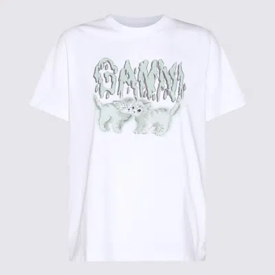 Shop Ganni T-shirts And Polos White