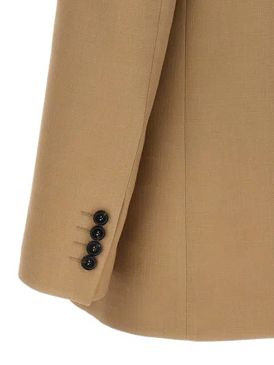 Msgm Double-breasted Blazer In Beige