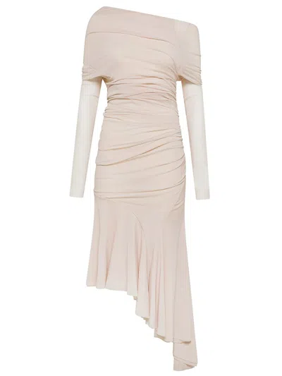 Shop Philosophy Di Lorenzo Serafini Midi Dress In Jersey With Asymmetric Hem In Pink