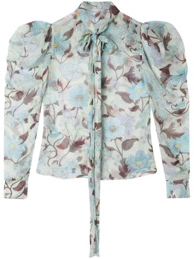 Shop Stella Mccartney Blouse With Floral Print In Multicolour