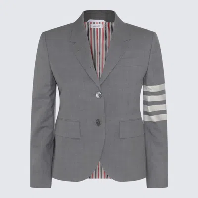 Shop Thom Browne Med Grey Wool 4-bar Blazer