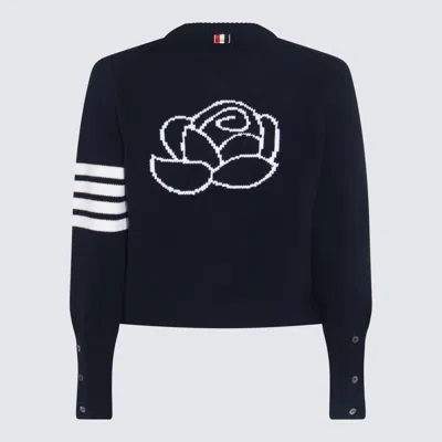 Shop Thom Browne Navy Wool Knitwear In Blue