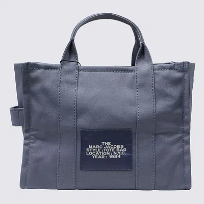 Shop Marc Jacobs Blue And White Canvas Tote Bag In Blue Shadow