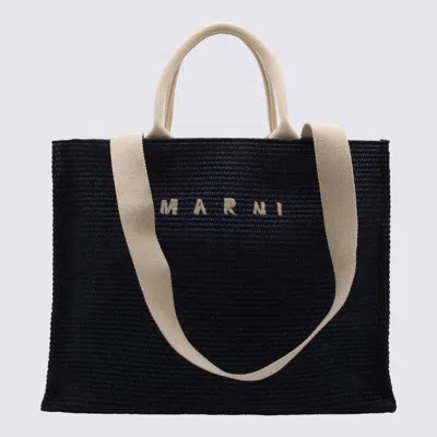 Shop Marni Blue Raffia Tote Bag In Ultramarine