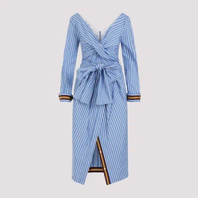 Shop Dries Van Noten Light Blue Cotton Dolada Tape Dress