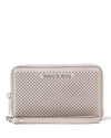 MICHAEL MICHAEL KORS JET SET TRAVEL LARGE PERFORATED PHONE CASE, CEMENT