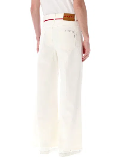 Shop Marni Cotton Woven Pants In Lily White