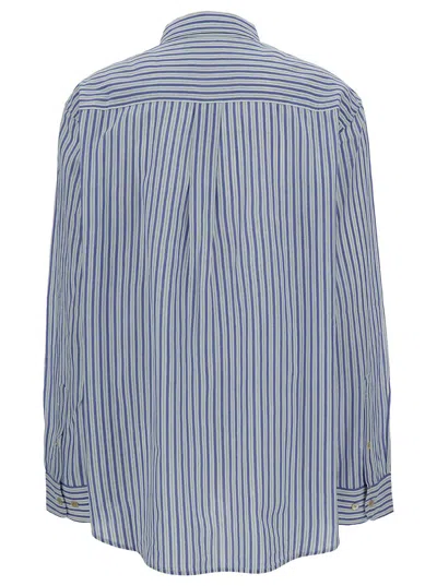 Shop Isabel Marant Étoile 'esola' Blue Shirt With Stripe Motif In Cotton Woman