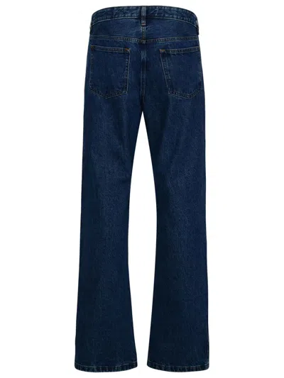 Shop Apc 'ayrton' Blue Five-pocket Straight Jeans With D Ring In Cotton Denim Man