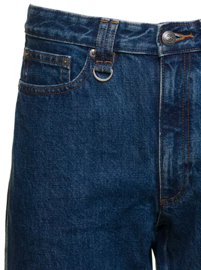 Shop Apc 'ayrton' Blue Five-pocket Straight Jeans With D Ring In Cotton Denim Man