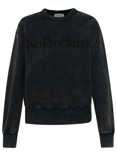 Shop Aries "no Problemo" Print Sweatshirt Unisex In Black