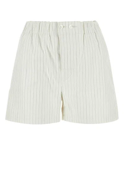 Bottega Veneta Pinstripe Poplin Shorts In Stripped