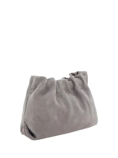 Shop Brunello Cucinelli Shoulder Bags In Pietra Serena