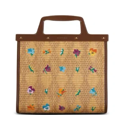 Shop Etro 'love Trotter' Multicolor Midi Raffia Bag In Beige