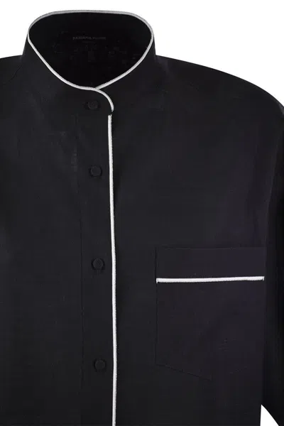 Shop Fabiana Filippi Linen Shirt In Black