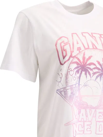 Shop Ganni "have A Nice Day" T-shirt In White