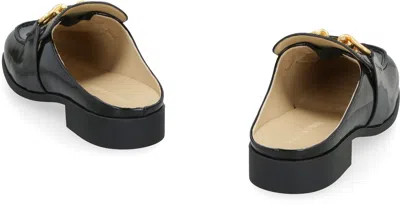 Shop Bottega Veneta Open-back Leather Loafers In Black