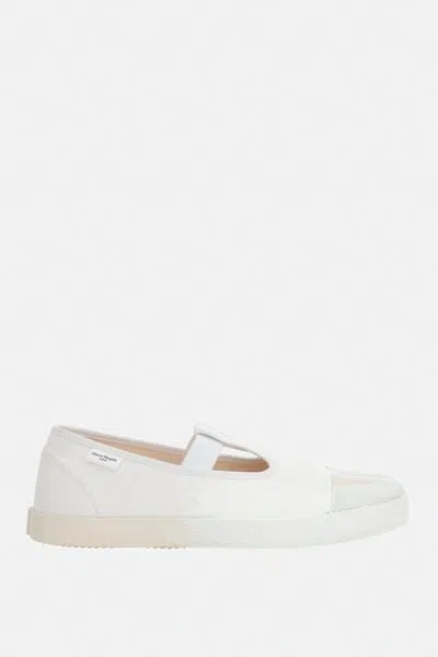 Shop Maison Margiela Tabi Deck Sneakers With In Bianco