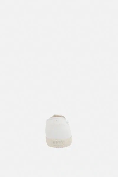 Maison Margiela Tabi On The Deck Distressed Canvas Sneakers In Bianco
