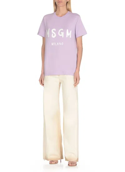 Shop Msgm T-shirts And Polos Purple