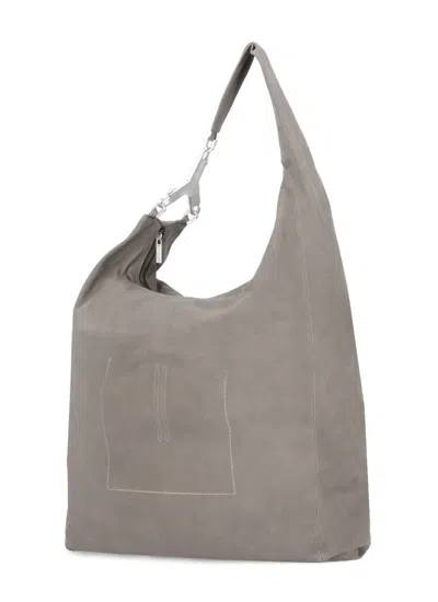 Shop Rick Owens Leather Shoulder Bag In Grey