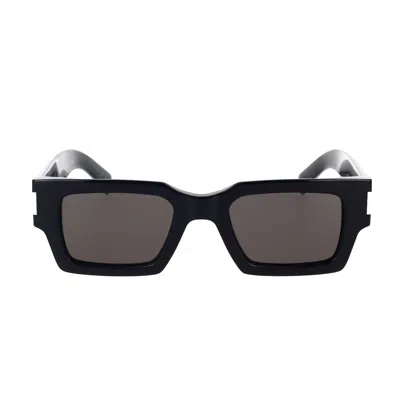 Shop Saint Laurent Sunglasses In Black Crystal Grey