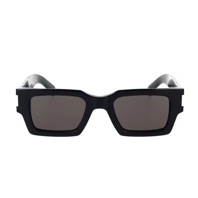 Shop Saint Laurent Eyewear Sunglasses In Black Crystal Grey