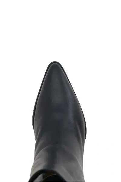 Sergio Rossi Leather Ankle Boots With Pointed Toe And Thick Heel In Black