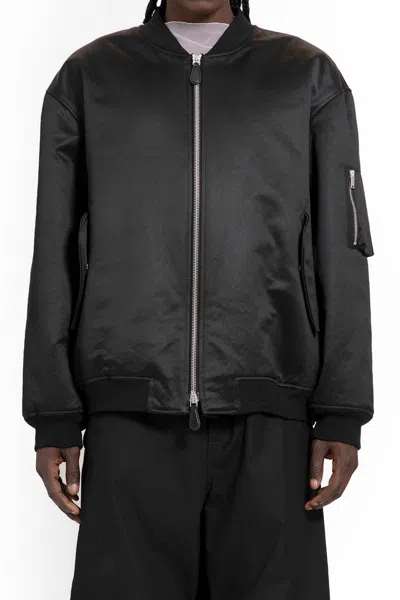 Shop Jil Sander Black Cotton Bomber Jacket