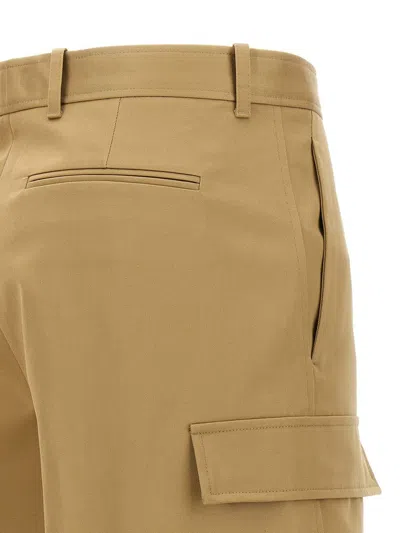 Versace Wide Cotton Gabardine Cargo Pants In Sand