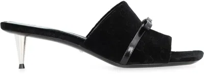 Shop Gucci Velvet Sandal With Heel In Black