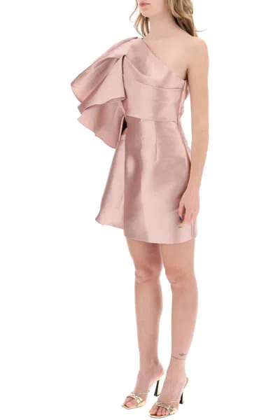 Shop Solace London "rio Mini Dress With Draped Panel In Rosa