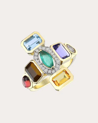 Shop Melis Goral Women's Chakra Ring In Yellow Gold/multi