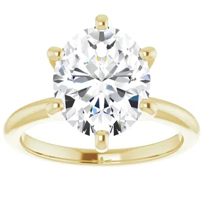 Pompeii3 3 Ct Oval Moissanite Solitaire Engagement Ring 14k Yellow Gold In Multi