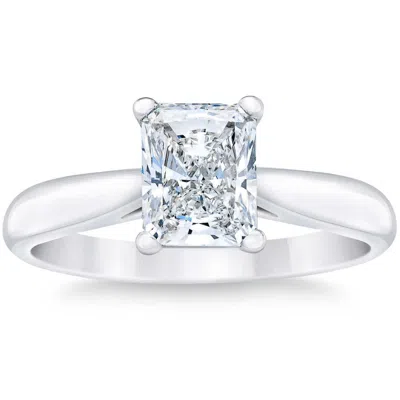 Pompeii3 Platinum 1 Ct Radiant Cut Diamond Solitaire Engagement Ring Lab Grown In White