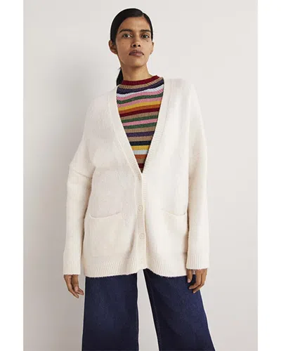 Shop Boden Long Fluffy Wool & Alpaca-blend Cardigan In White