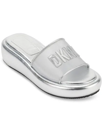 Shop Dkny Odina Womens Lifestyle Casual Slide Sandals In Silver