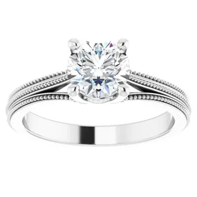 Pompeii3 1 Ct Round Diamond Engagement Ring 14k White Gold Vintage Accent Enhanced In Multi