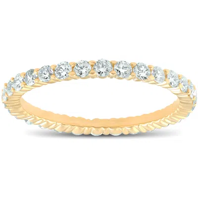 Pompeii3 1 Ct T. W. Lab Grown Diamond Eternity Ring 14k Yellow Gold Stackable Wedding Band In Multi