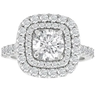 Pompeii3 2 Ct Diamond Double Cushion Halo Engagement Ring 14k White Gold In Multi