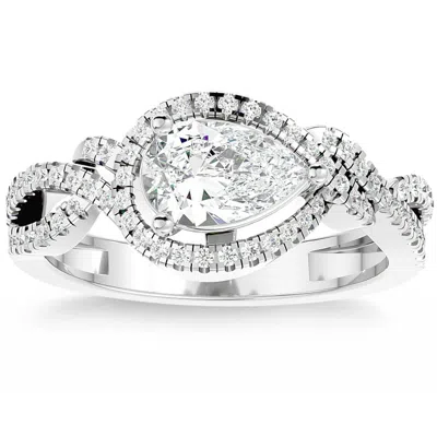 Pompeii3 1 1/2ct Tw Pear Shape Moissanite & Diamond Engagement Ring 10k Gold In Multi