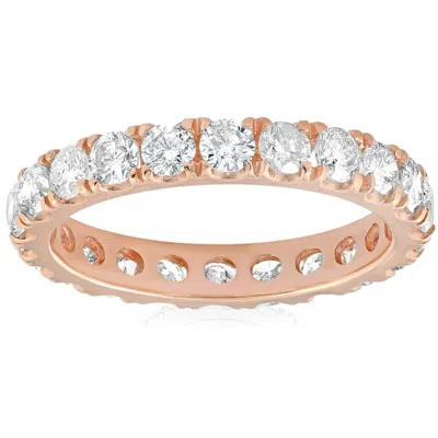 Pompeii3 2ct Diamond Eternity Ring 14k Rose Gold U Prong Stackable Wedding Band In Multi