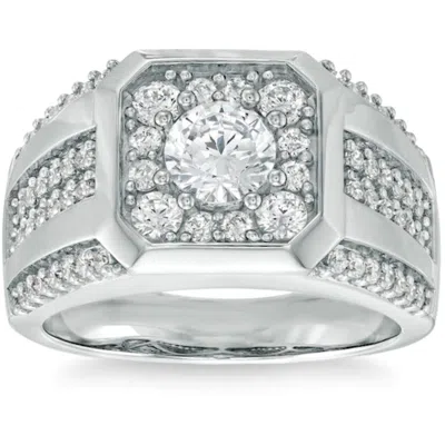 Pompeii3 2ct Tw Men's Diamond Ring 14k White Gold Lab Grown Wedding Anniversary Band In Multi