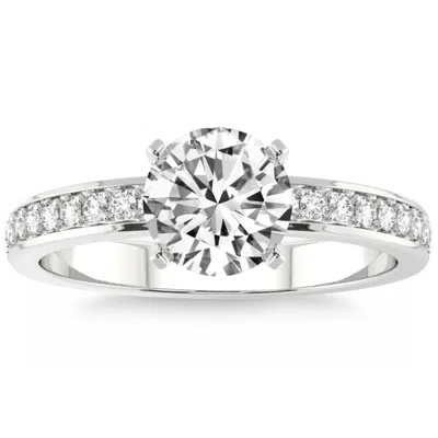 Pompeii3 1/5ct Lab Grown Diamond & 7mm Moissanite Round Engagement Ring In 10k Gold In Multi