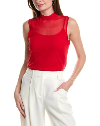 Shop Vince Camuto Mesh Blouse In Red