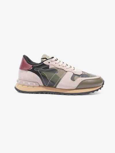 Shop Valentino Rockrunner Sneakers Army / Dusty Suede In Pink