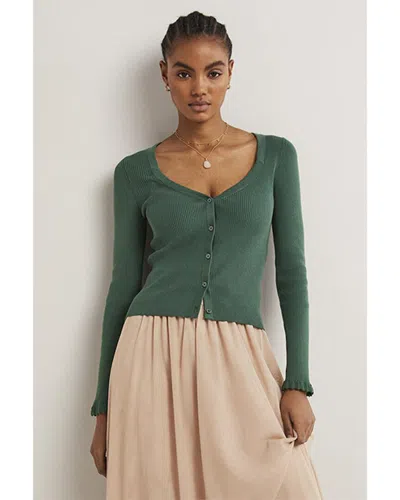 Shop Boden Ribbed Sweetheart Cardigan In Green