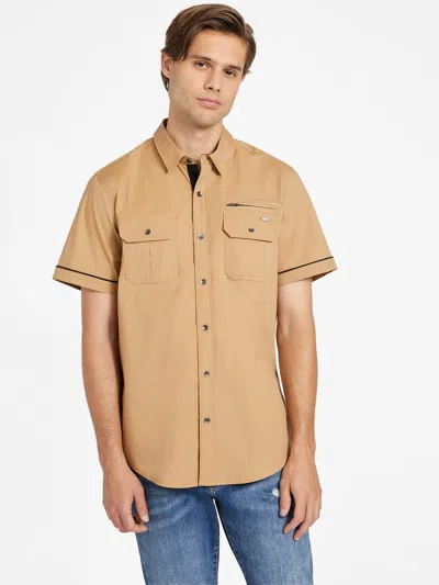 Shop Guess Factory Malone Pocket Shirt In Beige